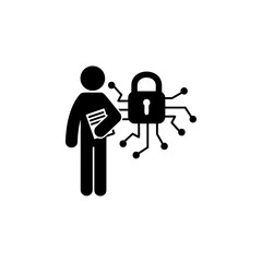 man with computer degree icon. Element of man with student degree icon for mobile concept and web apps. Glyph computer degree can be used for web and mobile