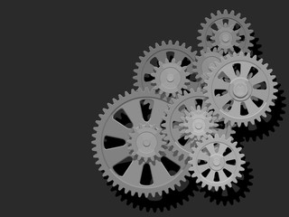 Isolated gear set on transparent background