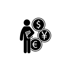 man with finance degree icon. Element of man with student degree icon for mobile concept and web apps. Glyph finance degree can be used for web and mobile