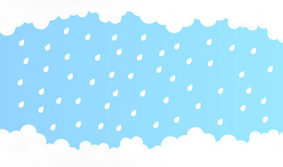 abstract cloud with rain, rainy season background, vector ,illustration, paper art style, copy space for text
