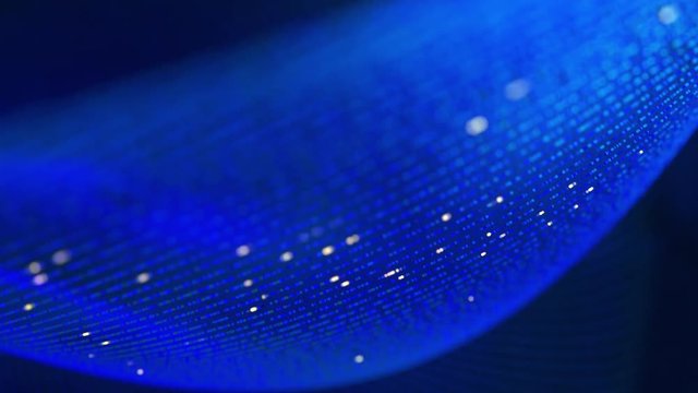 Seamless loop of blinking lights. Abstract tech background. Futuristic data transfer, cloud computing, technology, neural network, science and engineering motion background in depth of field