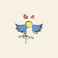 cupid with onions sketch illustration. Element of colored wedding icon for mobile concept and web apps. Sketch style cupid with onions icon can be used for web and mobile