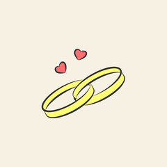 wedding rings sketch illustration. Element of colored wedding icon for mobile concept and web apps. Sketch style wedding rings icon can be used for web and mobile
