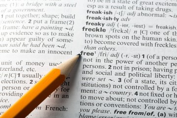 Close Up of Specific Word Free in a Dictionary