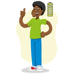 Mascote Ben pessoa homem, com 100%, animado, com energia. Ideal para informativos e institucional relacionados a medicina