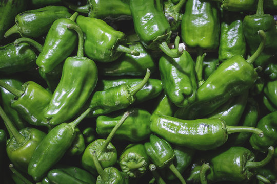 Fresh green padron hot chili peppers