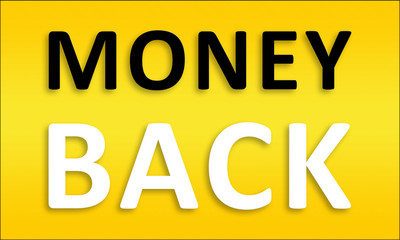 Naklejka na ściany i meble Money Back - Golden business poster. Clean text on yellow background.