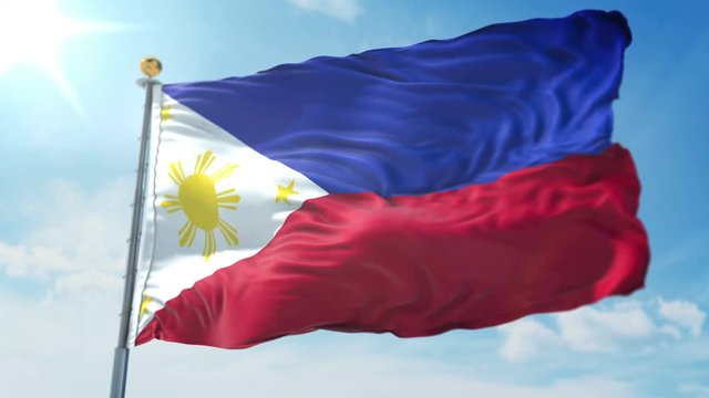 Philippines flag seamless looping 3D rendering video. 3 in 1: Includes isolated on green screen and alpha channel as luma matte for easy clipping in AE.  Beautiful textile cloth fabric loop waving