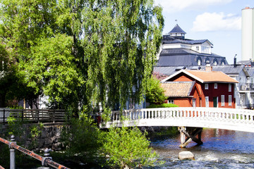 Canal in the town of Norrtälje in Sweden