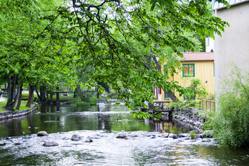 Fototapeta na wymiar Canal in the town of Norrtälje in Sweden