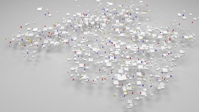 Map of Majorca - Spain | 3d Rendering, mosaic of little bricks - White and flag colors. A number of 4037 little boxes are accurately inserted into the mosaic. Flag colors