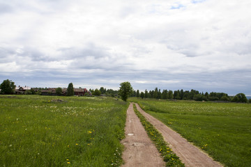 Sand road in the country in Sweden