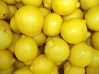 harvest of ripe fresh lemons
