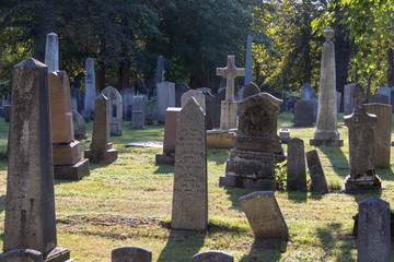 Headstones in old cemetery, Halifax, Nova Scotia.
