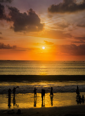 Jimbaran beach is famous for the sunset views and seafood cafes. Bali, Indonesia