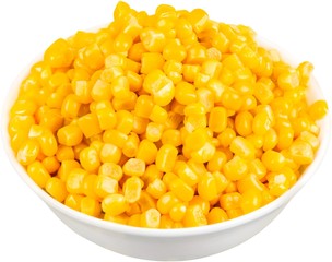 Corn Kernels In Bowl - Isolated