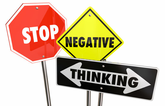 Stop Negative Thinking Bad Thoughts Warning Signs 3d Illustration