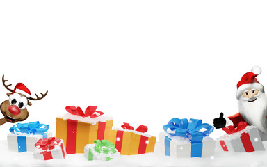 christmas presents with snow 3d-illustration christmas background