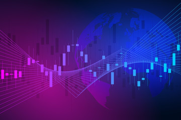 Candle stick graph chart in financial market , Forex trading graphic concept.Stock exchange market, investment, finance and trading. Trading platform. Vector illustration.