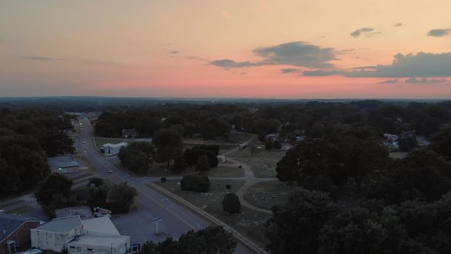 Sunset aerial Muscle Shoals Sheffield, Alabama 