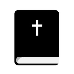 Holy Bible Flat Icon, Book of Christian and Catholic teachings with cross symbol on it, hand drawn vector illustration.