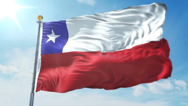 Chile flag seamless looping 3D rendering video. 3 in 1: Includes isolated on green screen and alpha channel as luma matte for easy clipping in AE.  Beautiful textile cloth fabric loop waving