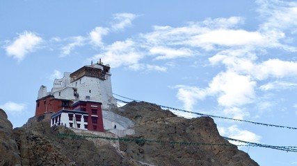 Fototapeta na wymiar Namgyal Tsemo Gampa, an Ancient Monastery from a Mountain Top in Leh, Ladakh