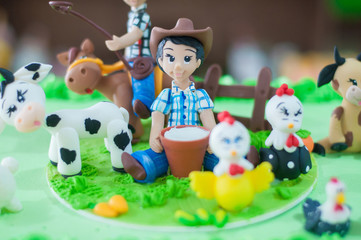 Obraz na płótnie Canvas Birthday table decorated farm theme - Farmer