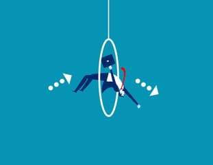 Businessman jumping into loop. Concept business vector, Jump, Loop