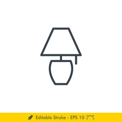 Room Lamp Icon / Vector - In Line / Stroke Design