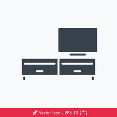 Television Table (Tv Stand) Icon / Vector