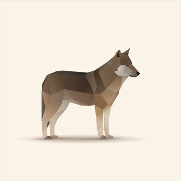 Polygonal vector illustration of wolf
