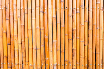 Close up of wall made of vintage bamboo fence