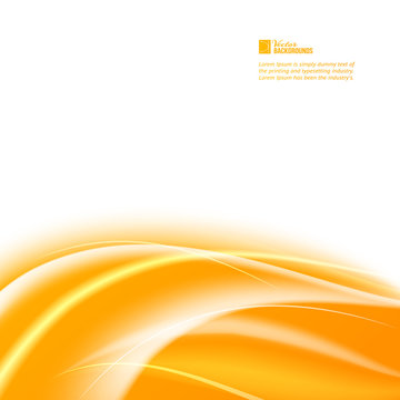 Colorful smooth light lines yellow background. Vector illustration, eps 10, contains transparencies.