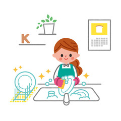 食器洗い　イラスト