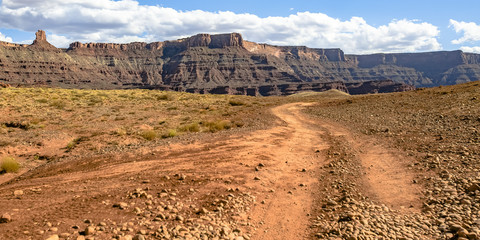Trail leading to a grand canyon in Moab Utah