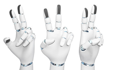 Hand robot sign fight concept 3d Rendering white background