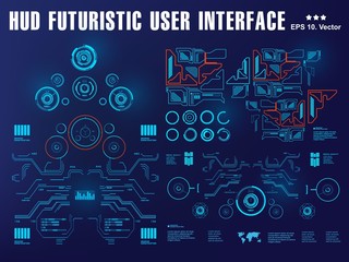 Hud blue interface dashboard, virtual reality interface, futuristic virtual graphic touch user interface, target