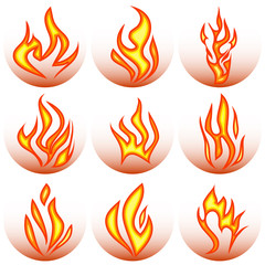Fire, fire icon. Realistic flames. Flat design, vector illustration, vector.