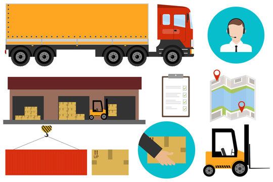 Logistics, logistics services. Freight transportation. Flat design, vector illustration, vector.