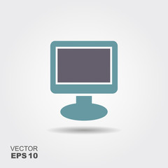 TV monitor Icon in flat style isolated on grey background.