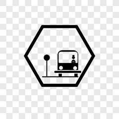 School bus stop vector icon isolated on transparent background, School bus stop logo design