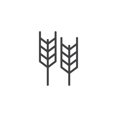 Wheat ear outline icon. linear style sign for mobile concept and web design. Agriculture simple line vector icon. Symbol, logo illustration. Pixel perfect vector graphics