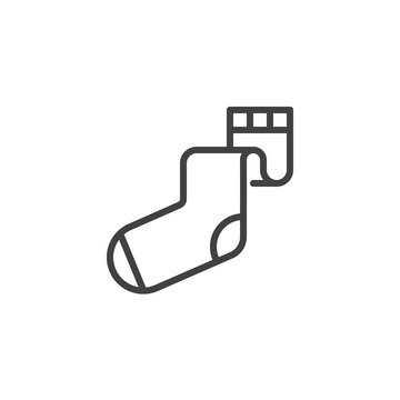 Sock outline icon. linear style sign for mobile concept and web design. Long sock simple line vector icon. Symbol, logo illustration. Pixel perfect vector graphics