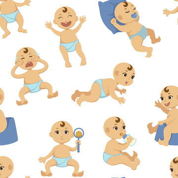 Baby with range of emotions newborn infant vector