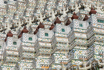 Closeup of the symmetrical decorations of Wat Arun