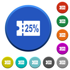 25 percent discount coupon beveled buttons