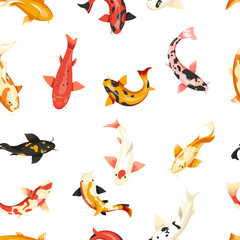 Fish exotic cold blooded animals seamless pattern vector