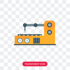 Fototapeta premium Industrial robot vector icon isolated on transparent background, Industrial robot logo design