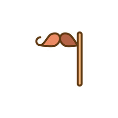 Mustache on a stick filled outline icon, line vector sign, linear colorful pictogram isolated on white. Party mask symbol, logo illustration. Pixel perfect vector graphics